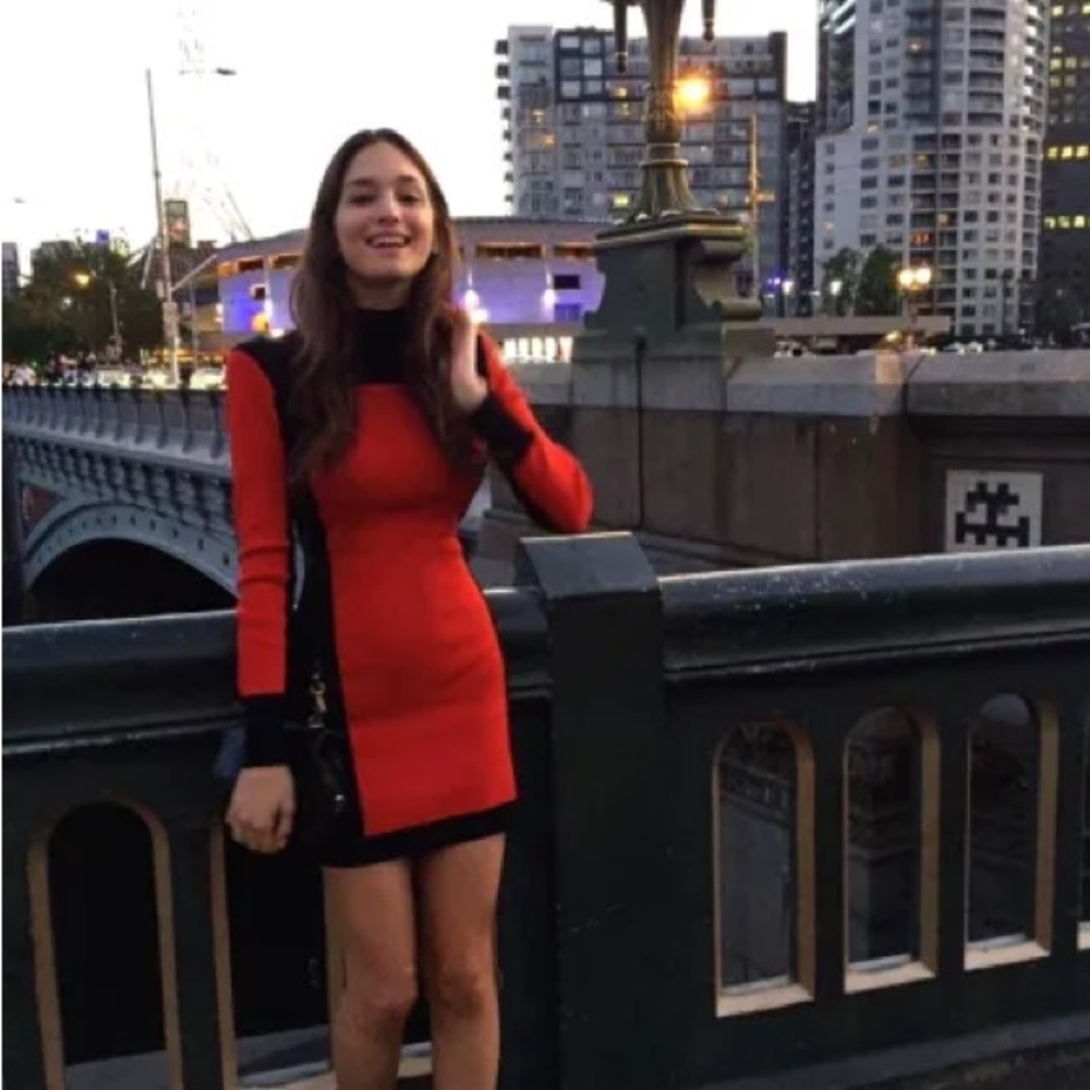 Elegant Balmain Red and Black Women's Dress